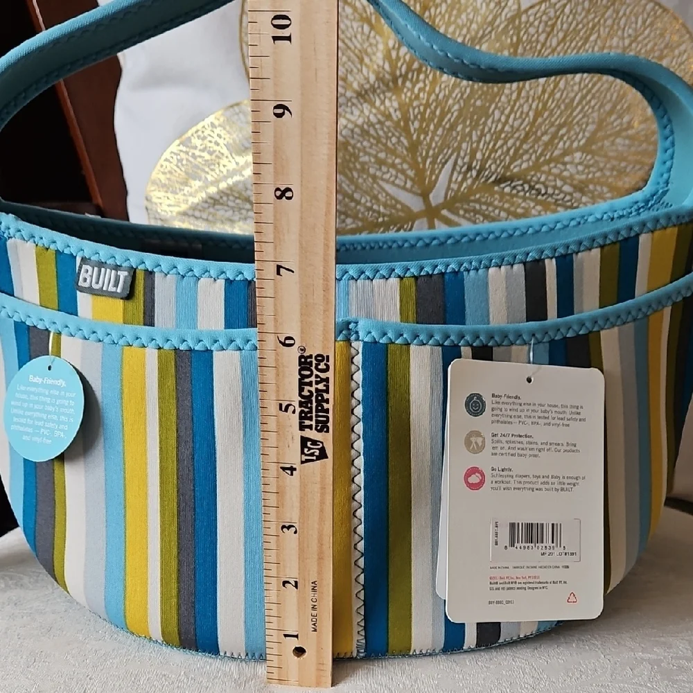 Blue and Yellow Oval Bag with Sturdy Handles